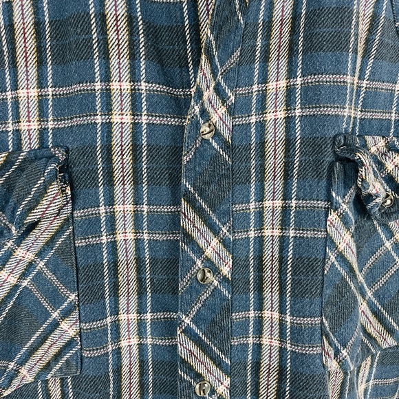 Vintage Sandy River Men's 2XLT Flannel Pearl Snap Shirt Western Heavyweight Blue - Picture 3 of 6